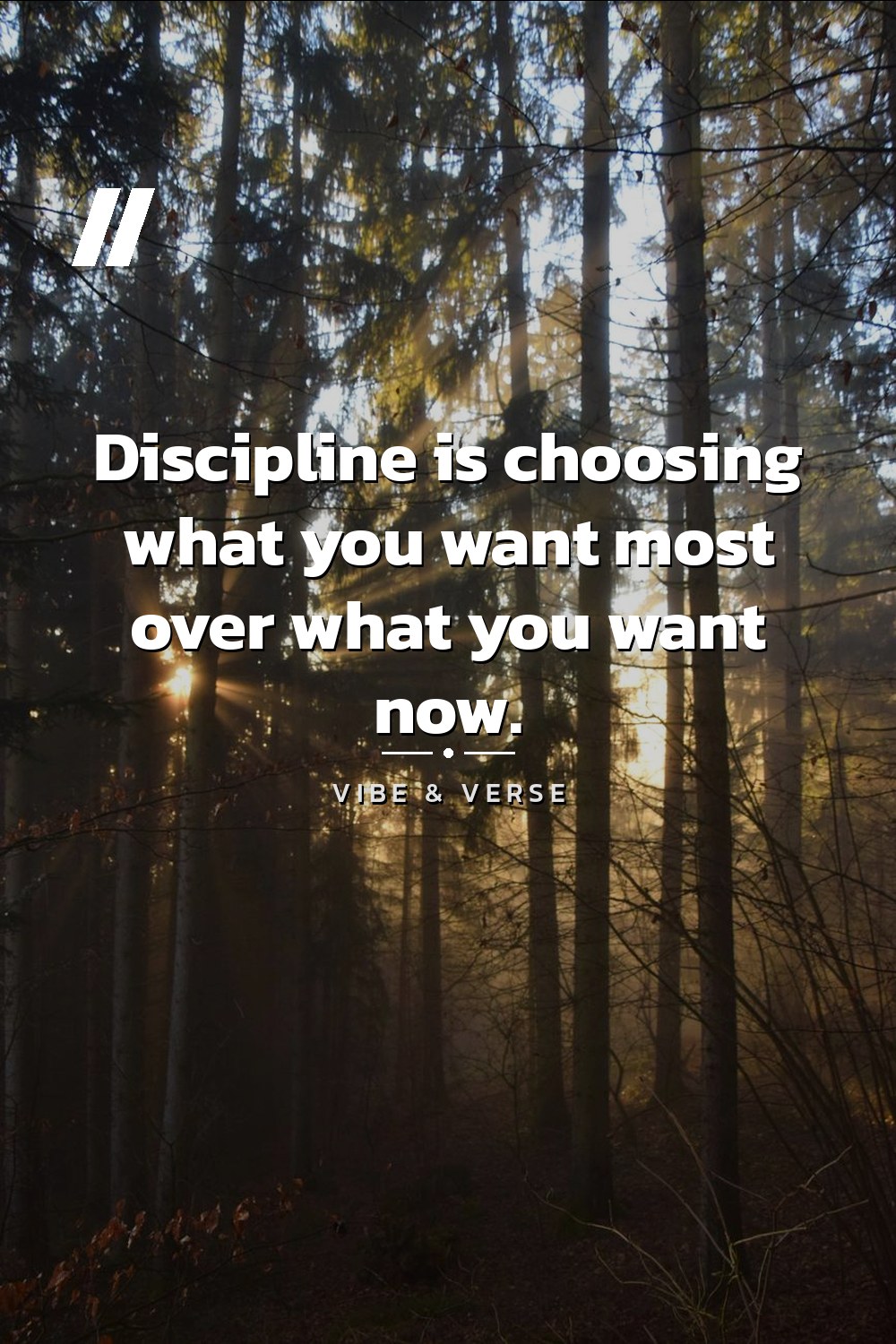Discipline is choosing what you want most over what you want now.